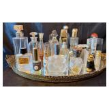 Large Collection of Vintage Perfume Bottles on Vanity Tray Large Collection of Vintage Perfume Bottles on Vanity Tray