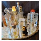 Large Collection of Vintage Perfume Bottles on Vanity Tray Large Collection of Vintage Perfume Bottles on Vanity Tray