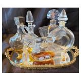 Vintage Vanity Trays with Array of Perfume Bottles Vintage Vanity Trays with Array of Perfume Bottles