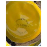 Vintage Olfaire Majolica-Style Ceramic Pitcher and Hand Painted Wooden Toleware Tray Vintage Olfaire Majolica-Style Ceramic Pitcher and Hand Painted Wooden Toleware Tray