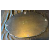 Vintage Olfaire Majolica-Style Ceramic Pitcher and Hand Painted Wooden Toleware Tray Vintage Olfaire Majolica-Style Ceramic Pitcher and Hand Painted Wooden Toleware Tray