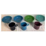 Fiesta Dinnerware Set -6 Dinner Plates, 8 Salad Plates, 7 Saucers, 4 Bowls, 1 Pitcher, 9 Cups, Salt & Pepper Set and 3 Mugs Fiesta Dinnerware Set -6 Dinner Plates, 8 Salad Plates, 7 Saucers, 4 Bowls, 1 Pitcher, 9 Cups, Salt & Pepper Set and 3 Mugs