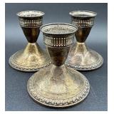 Weighted Sterling Silver Candleholders and 8 Salt and Pepper Shakers Weighted Sterling Silver Candleholders and 8 Salt and Pepper Shakers