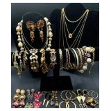 Collection of Gold Tone Earrings, Necklaces and Bracelets Collection of Gold Tone Earrings, Necklaces and Bracelets