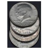 United States Coins - Standing Liberty Quarter, 1942 Jefferson Nickel, Buffalo Nickel and Four Bicentennial Kennedy Half Dollars United States Coins - Standing Liberty Quarter, 1942 Jefferson Nickel, Buffalo Nickel and Four Bicentennial Kennedy Half Dollars