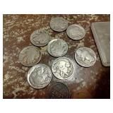 (9) Buffalo Nickels & (4) Wheat Pennies