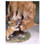 7.5' Tall Mountain Lion & Cub Glass Figurine by Andrea