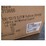 100' 12/3 SJTW Yellow String Lights with Metal Guards - Unopened Box #3