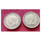 (2) Vintage UK 6 Pence Coins