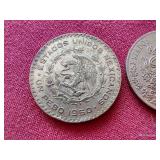 (2) Vintage Mexican Peso Coins