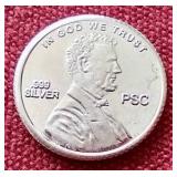 Lincoln Penny Style 1 Gram Silver Round