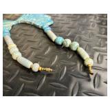 Turquoise & Wood Bead Jewelry Set - Necklaces, Bracelet, & Wooden Bird Figures
