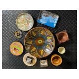 Assorted Decorative Ceramics, Woven Placemat & Small Souvenir Items