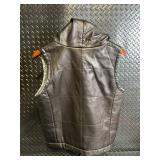 Mango Leather Hooded Vest - Black, Size M, 100% Leather