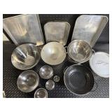 Aluminum Cookware Set: Mixing Bowls, Strainer, Steamer, Lids, Sheet Pans
