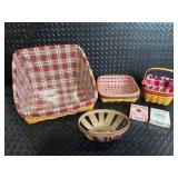 Longaberger Baskets Handwoven Dresden OH USA - Plaid-Lined Baskets with Accessories