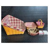 Longaberger Baskets Handwoven Dresden OH USA - Plaid-Lined Baskets with Accessories