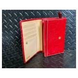 Coach Red Leather Wallet - Signature C Monogram, Card Slots, Zip Coin Pocket