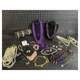 Adrienne Vittadini Jewelry Assortment - Purple Bead Necklaces, Pearl Necklaces, Earrings