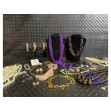 Adrienne Vittadini Jewelry Assortment - Purple Bead Necklaces, Pearl Necklaces, Earrings