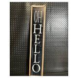 Oval Woven Basket with OH HELLO Wall Sign Decor Set - Farmhouse Home Decor
