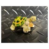 Turtle Figurines - Centerpiece Two-Turtle Sculpture with Assorted Miniatures
