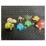 Glass Turtle Figurines - Hand Painted, Made in Japan