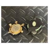 Turtle Charm Jewelry Set - Mosaic Glass Turtles & Silver Turtle Pendants with Chain