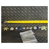 Turtle Charm Jewelry Set - Mosaic Glass Turtles & Silver Turtle Pendants with Chain