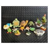 Janell Berryman's Pookpin Seeds Folk Art Turtle & Frog Figurines