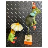 Janell Berryman's Pookpin Seeds Folk Art Turtle & Frog Figurines