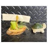 Janell Berryman's Pookpin Seeds Folk Art Turtle & Frog Figurines