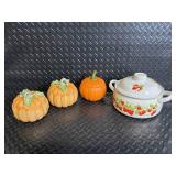 Fitz & Floyd Classics Action Microwave Collection Pumpkin & Strawberry Ceramic Casserole Set - 4-Piece