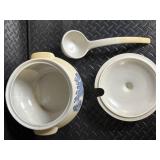 Blue Floral Ceramic Dinnerware Set with Teapot, Mugs, Plates & Butter Dish