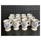 Blue Floral Ceramic Dinnerware Set with Teapot, Mugs, Plates & Butter Dish