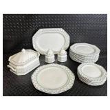 Christopher Stuart Fine China Dinnerware - Floral Border with Green Vine Pattern