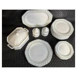 Christopher Stuart Fine China Dinnerware - Floral Border with Green Vine Pattern