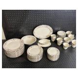 Noritake Ivory China Adagio 7237 Dinnerware Set - Floral Border with Cups & Saucers (Japan)