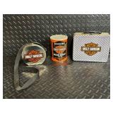 Harley-Davidson Diamond Plate Lunch Box Set with Biker Brew Coffee Can & Round Tin