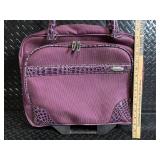 Pink Croc-Trim Rolling Cosmetic Case On Wheels