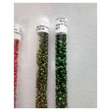 (5) Tubes Red & Green Glass Seed Beads