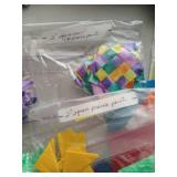 Bright Kid Cottons, Flower Panel, Prairie Points; Blue Backing