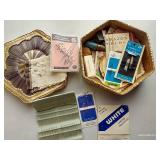Fun Vintage Basket of Sewing Needles & Pins