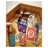 Fun Vintage Basket of Sewing Needles & Pins