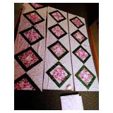 Pretty Pink & Green Quilt Top Panels & Pink Backing Material