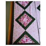 Pretty Pink & Green Quilt Top Panels & Pink Backing Material