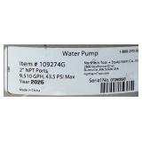 Semi-Trash Water Pump ONLY, For Threaded Shafts, 2in. Ports, 7,860 GPH #109274 Msrp $79.99 Semi-Trash Water Pump ONLY, For Threaded Shafts, 2in. Ports, 7,860 GPH #109274 Msrp $79.99
