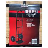 * Ironton Steel Pneumatic Hand Truck, 600-Lb. Capacity, 16.93in.L x 21.65in.W x 51.57in.H #67834 Msrp $67.99 * Ironton Steel Pneumatic Hand Truck, 600-Lb. Capacity, 16.93in.L x 21.65in.W x 51.57in.H #67834 Msrp $67.99