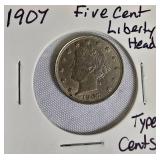 1907 Liberty Head Nickel, Type 2 Cents. 1907 Liberty Head Nickel, Type 2 Cents.