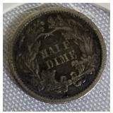 1872 Seated Liberty Half Dime Type 4, featuring a legend on the obverse side. 1872 Seated Liberty Half Dime Type 4, featuring a legend on the obverse side.